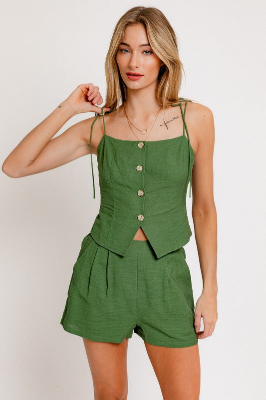 SHOULDER TIE BUTTON FRONT TOP